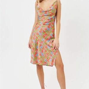 Doll Face Silk Dress Floral Multicolor Slip Dress Frankie’s Bikinis